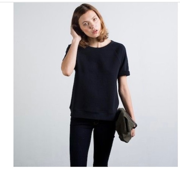 Everlane The Raglan Crew Short Sleeve Sweatshirt Navy Blue XS - Picture 8 of 10